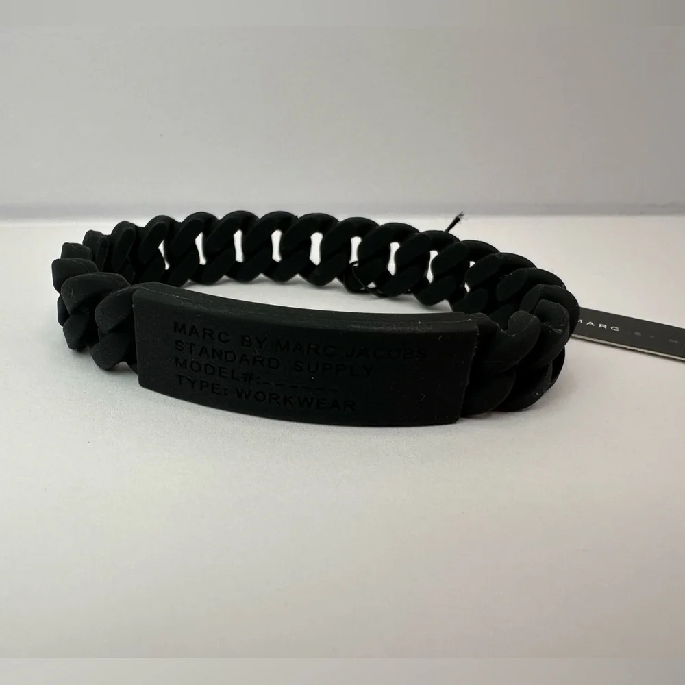 Marc by Marc Jacobs Black Silicone Braided Bracelet NWT - Picture 2 of 7